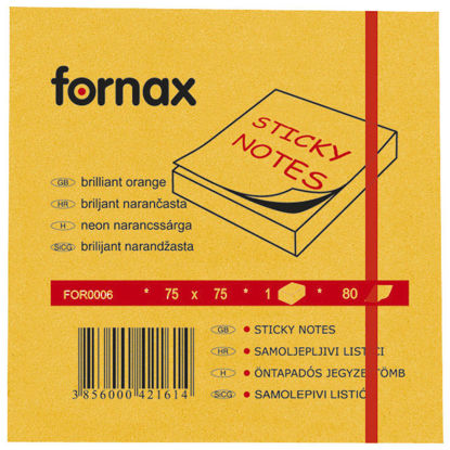 Slika Blok samoljepljiv 75x75mm 80L Fornax neon-narančasti