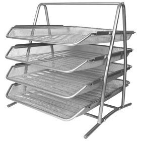 Prikažite detalje za Stalak za spise vodoravni žica 4 ladice Fornax srebrni Slika Stalak za spise vodoravni žica 4 ladice Fornax srebrni